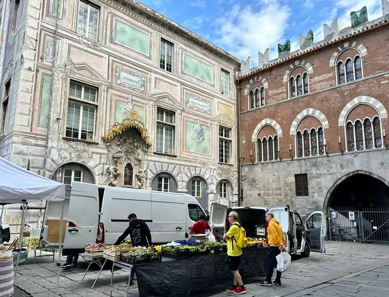 Local Market Behind Palazzo San Giorgio Genoa